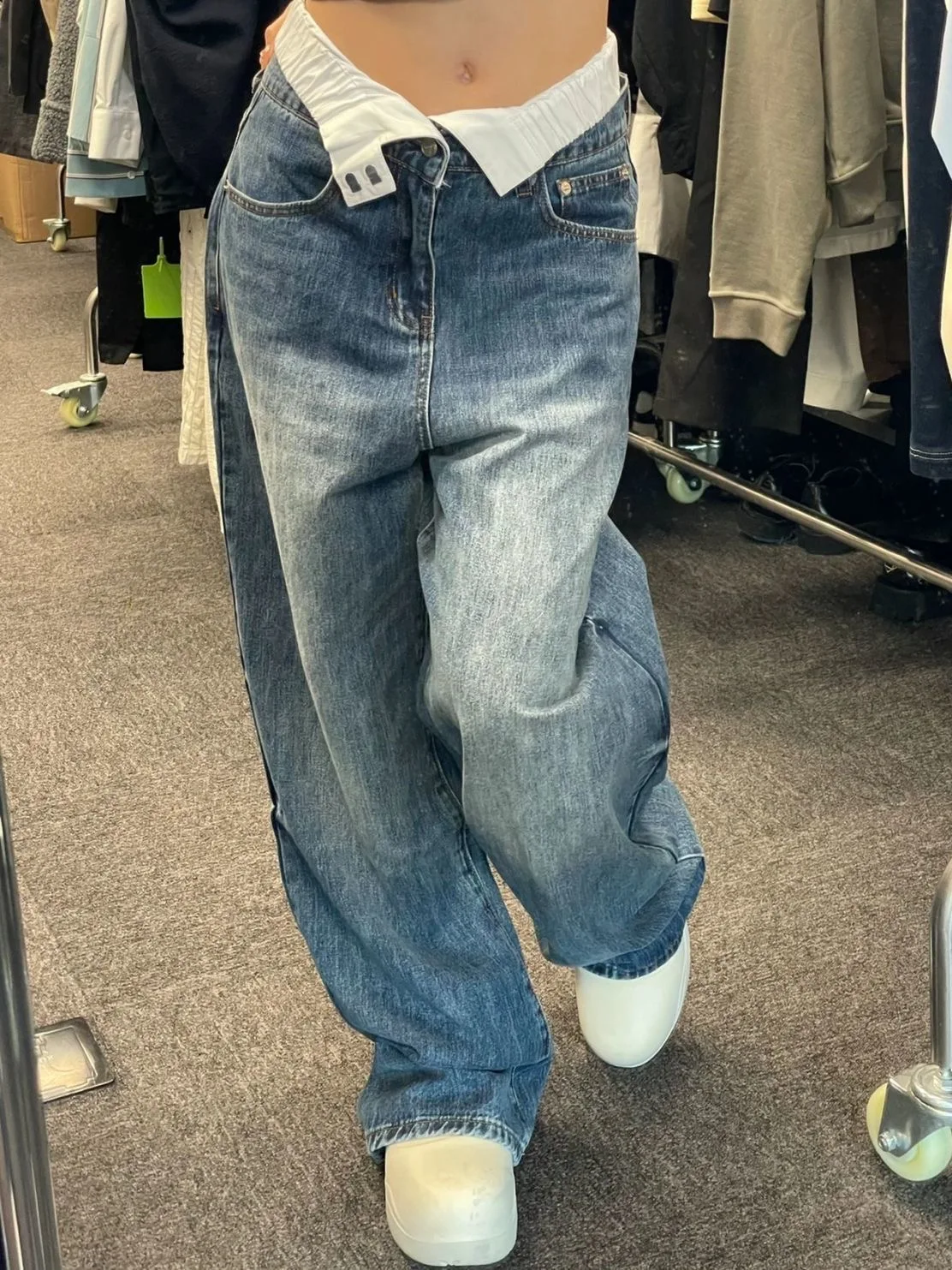 WCFCX STUDIO осенние широкие джинсы женские джинсовые брюки с высокой талией Прямые