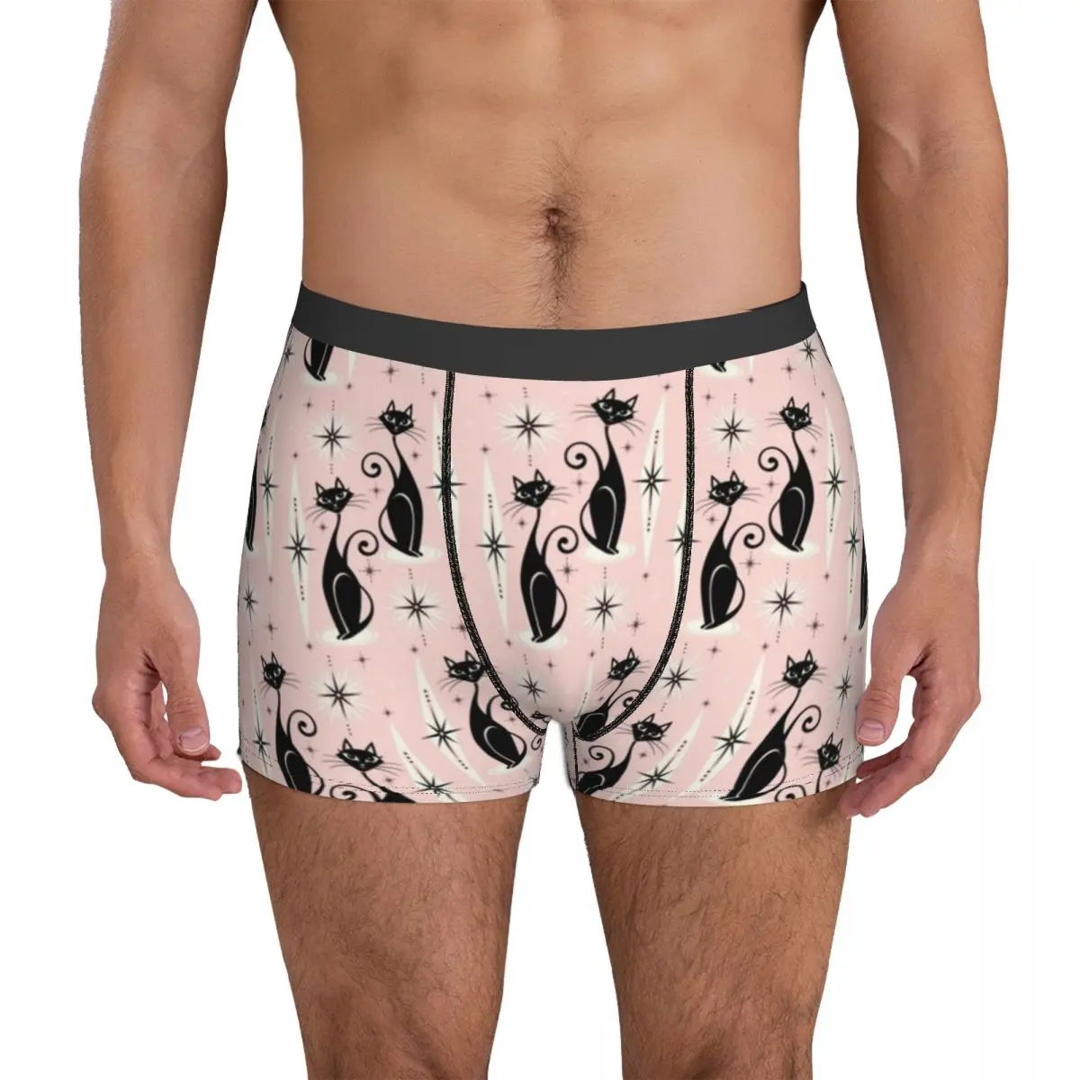

Нижнее белье в стиле ретро с изображением черной кошки, боксеры среднего века, дизайнерские шорты, горячие мужские трусы, сексуальные шорты,...