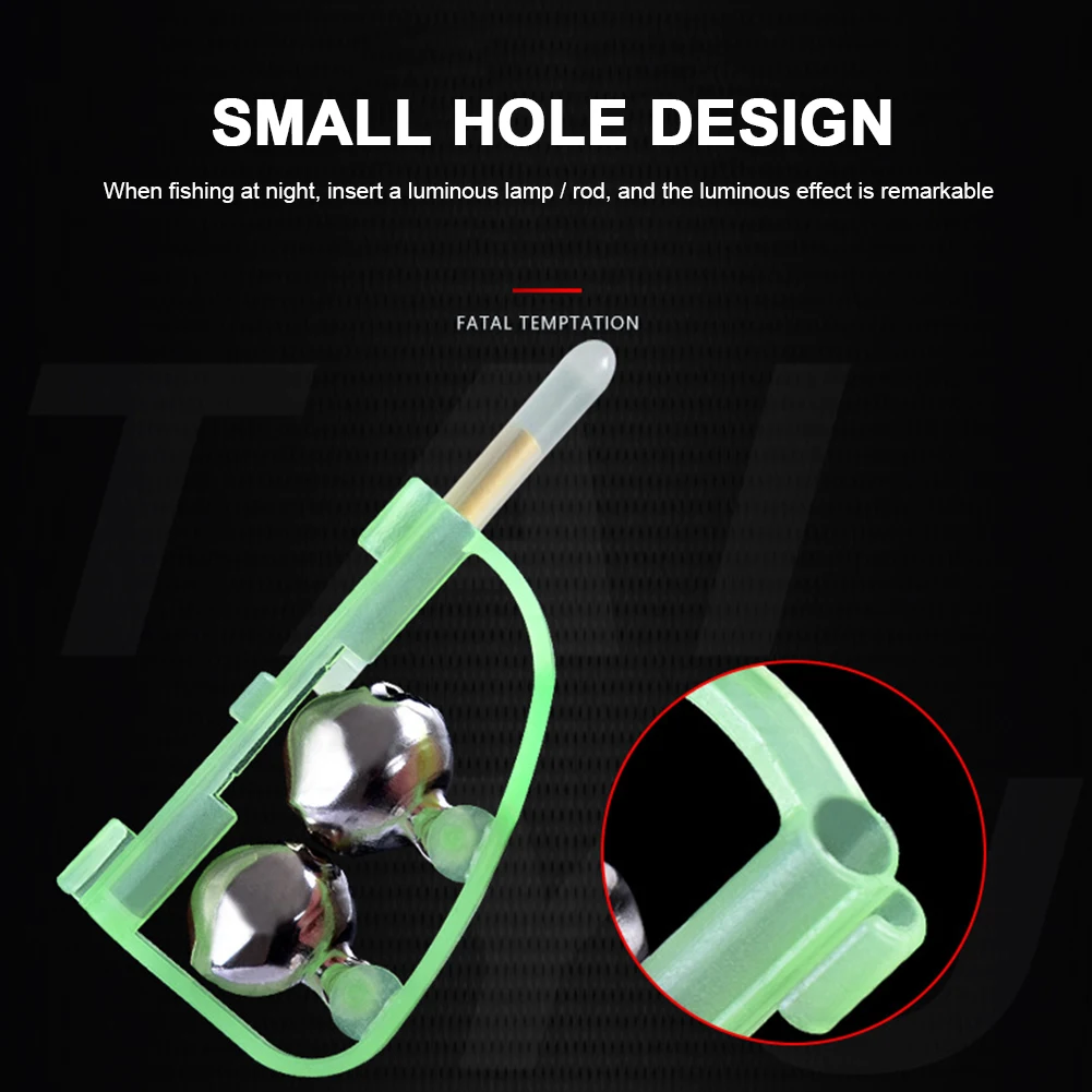 

10 шт. светящиеся двойные колокольчики, сигнализация клева для рыбалки, ночная рыболовная удочка для карпа, наконечники зажимов, колокольчик...