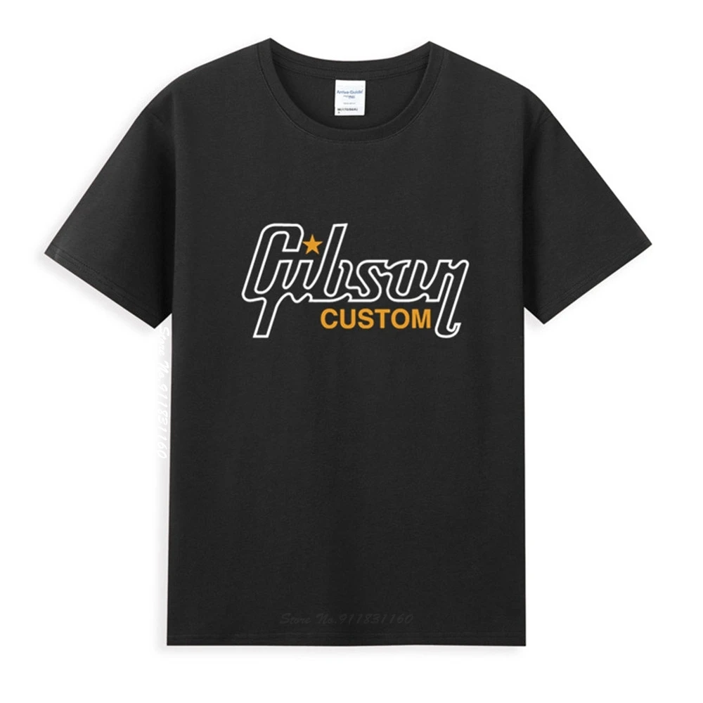 

Gibson Custom Star Logo Classic Black T-Shirt Newest Summer Men's Short Sleeve Popular Tees Shirt Tops