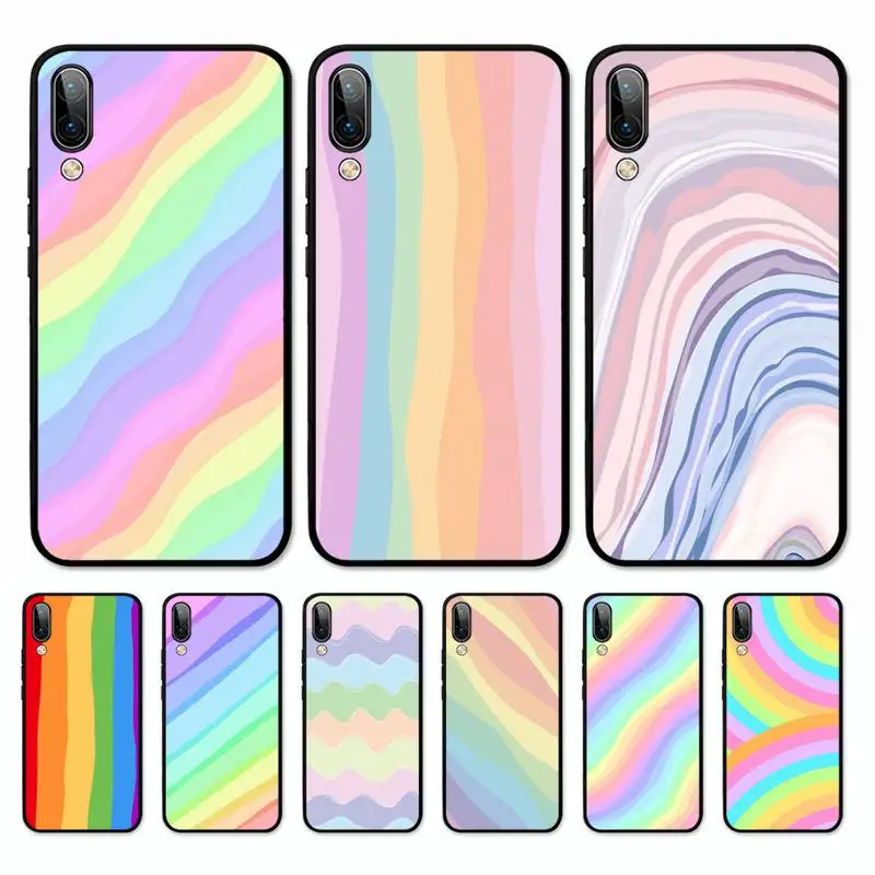 

Colorful Rainbow Stripe Phone Case For OPPO A9 A7 A3S A1K F5 Reno 2 Z Realme 6 5 Pro C3 Vivo Y91C Y51 Y31 Y19 Y17 Y11 V17