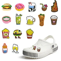 high imitation 1pcs shoe croc charms accessories funny fries food ice cream monster shoe decoration for jibz kids party x mas