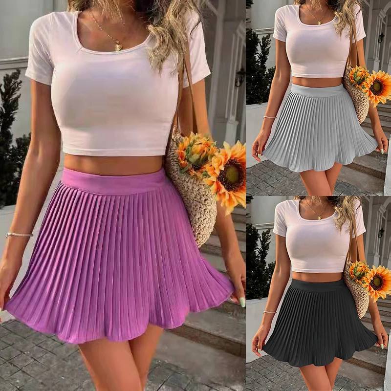 

Women Sexy Mini Skirt Club Wear See Through Skirts Ladies Polyester A-Line Pleated Skirt Low Rise Waist Ruffled Skirt Nightdress