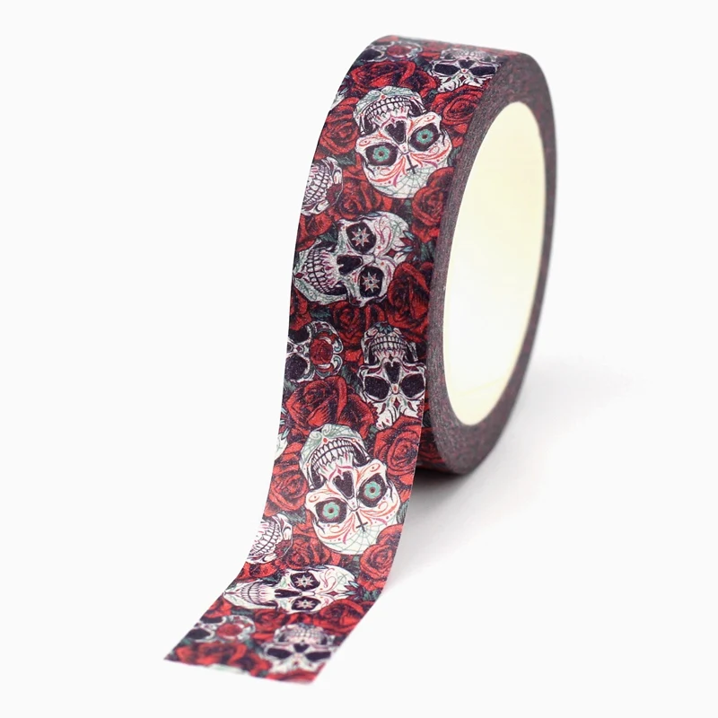 

Декоративная лента GREATHOPE WASHI TAPE с черепом и розами 10 м