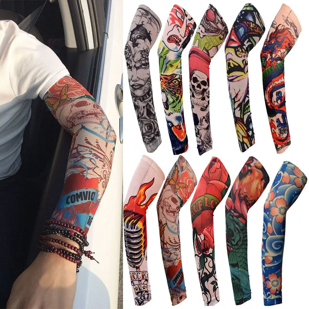 

Warmer Basketball UV Protection Running Outdoor Sport Flower Arm Sleeves Sun Protection Tattoo Arm Sleeves Arm Cover