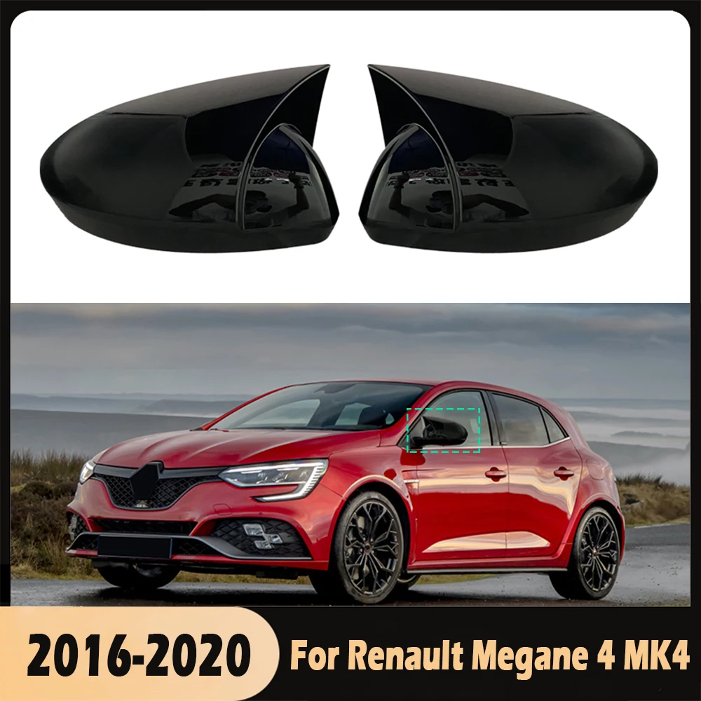 

Black Add on Car Rearview Mirror Covers For Renault Megane 4 MK4 2016 2017 2018 2019 2020 Side Wing Mirror Caps Car Styling