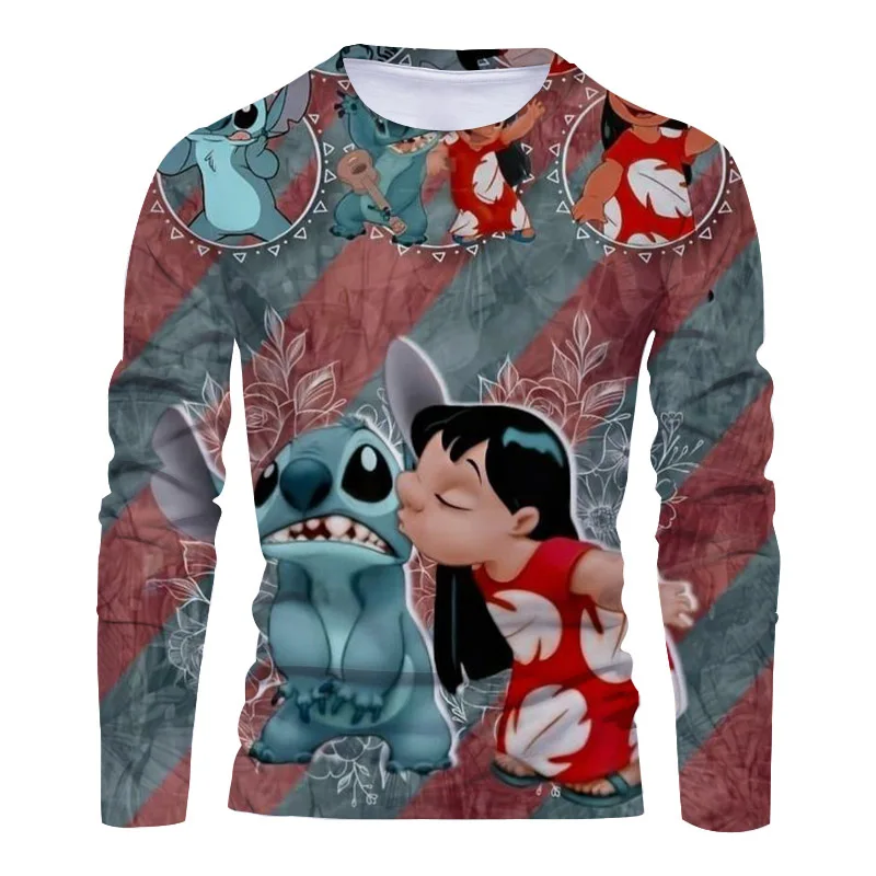 

2022 Street Leisure Trend Men's Round Neck Long Sleeve T-Shirt Y2K Spring and Autumn New Disney Brand Stitch and Mickey Anime