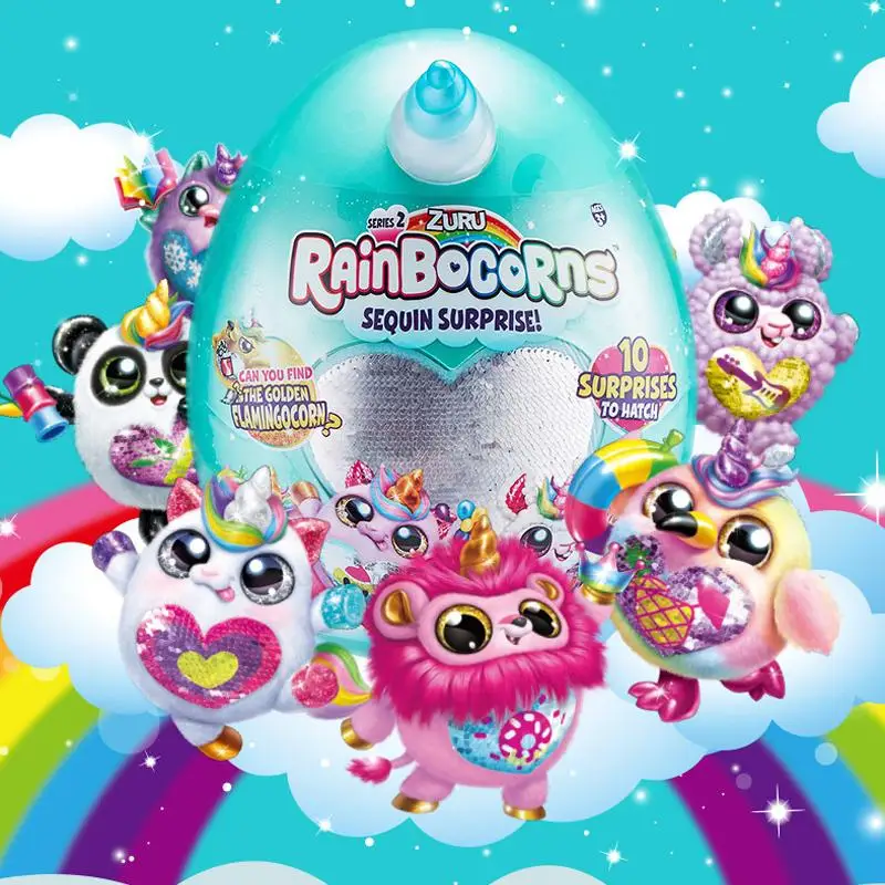 

Zuru Rainbocorns Sparkle Heart Surprise Series 2 Egg Kawaii Unicorn Flamingocorn Plush Accessories Blind Box Collect Animal Toys