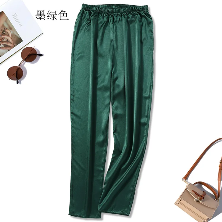 Женские свободные длинные брюки из 100% чистого шелка утепленные мягкие модные с
