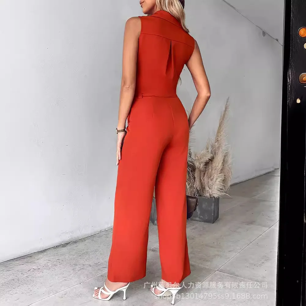 Новая женская одежда I-образный карманный жилет и прямые брюки комплект из двух