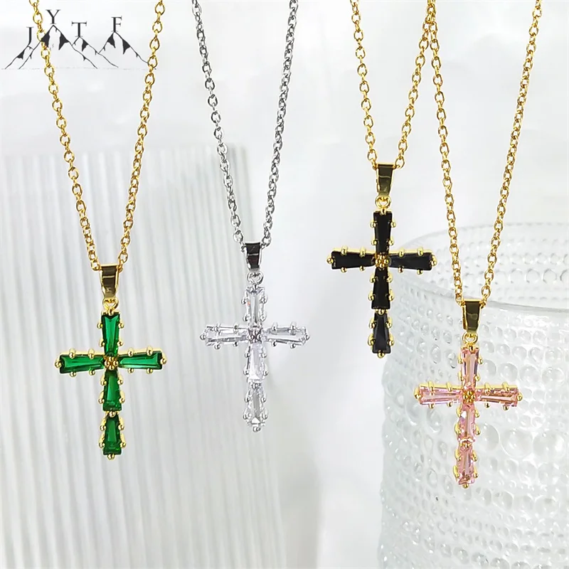 

Vintage Christian Saint Benedict Jesus Cross Pendant Necklace Women Men Stainless Steel Rosary Religious Long Necklaces Jewelry