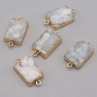 wholesale10pcs natural stone white crystal bud rectangular connector pendant making diy necklace bracelet jewelry accessory gift