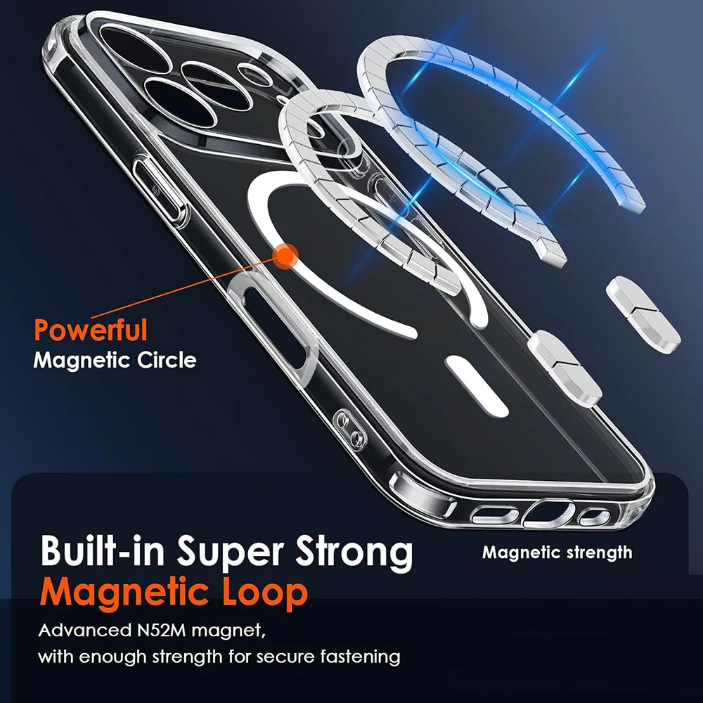 Фото Магнитный чехол для Magsafe для iPhone 17 Pro Max Air, гибридный жесткий чехол для iPhone 17 Pro Max 17 Air, прозрачный мягкий чехол для iPhone 17 №4