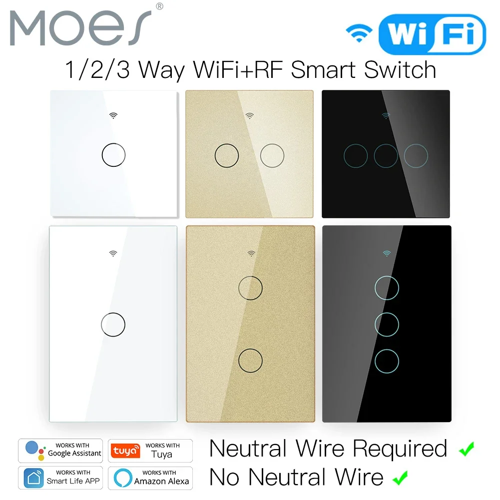

MOES WiFi Сенсорный выключатель света 1/2/3 Gang