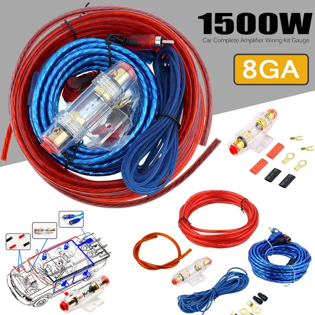 

Universal Car 1500W 8GA 60AMP Car Audio Subwoofer Amplifier AMP Wiring Fuse Holder Wire Cable Kit Vehicle Modification Parts