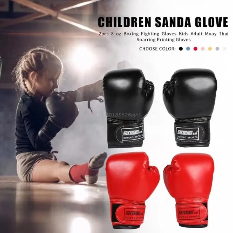 

3-10 Years Kids Boxing Gloves For Fun Muay Thai Fight Sanda Martial Arts Bag Punching Training PU Mitts Glove Gear