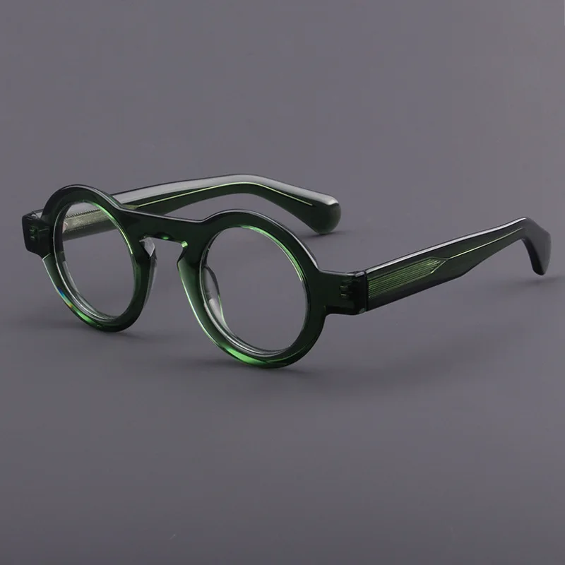 

Cubojue Green Round Reading Glasses Male Women 42mm Acetate Eyeglasses Frame Men Anti Blue Light 0 +100 150 200 250 300 350 400