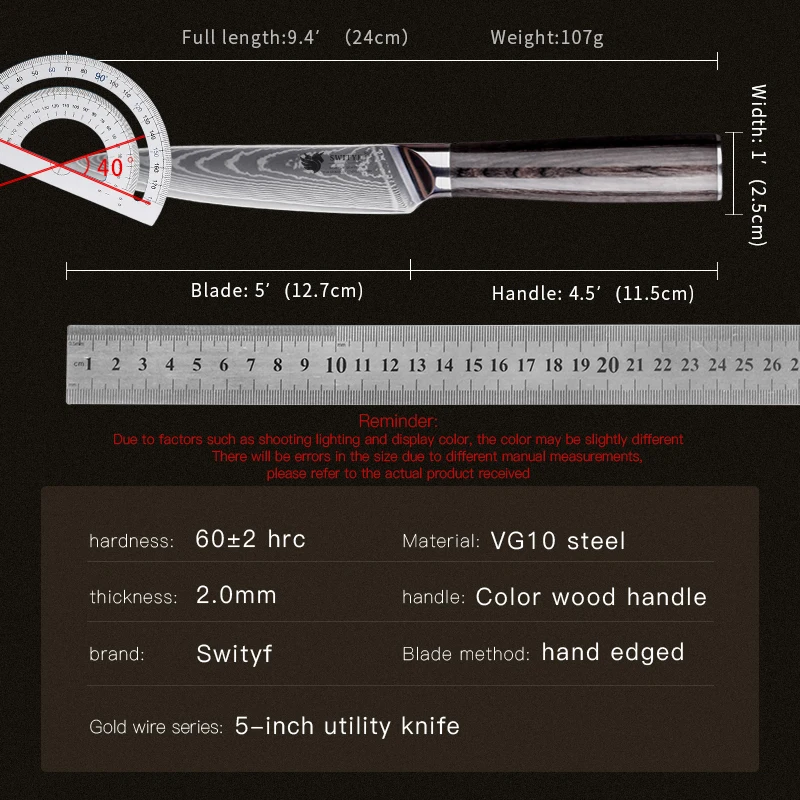 SWITYF VG10 Knife 5 inch utility Kitchen Knives Japan Damascus Stainless Steel Sharp Chef Santoku Nakiri Slicing Paring Knife images - 6