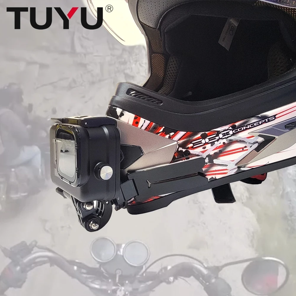 TUYU Motorcycle Helmet Front Chin Mount Strap Foldable Holder for GoPro Hero 11 10 9 8 Insta360 DJI EKEN H9 Accessory iPhone 14 images - 6