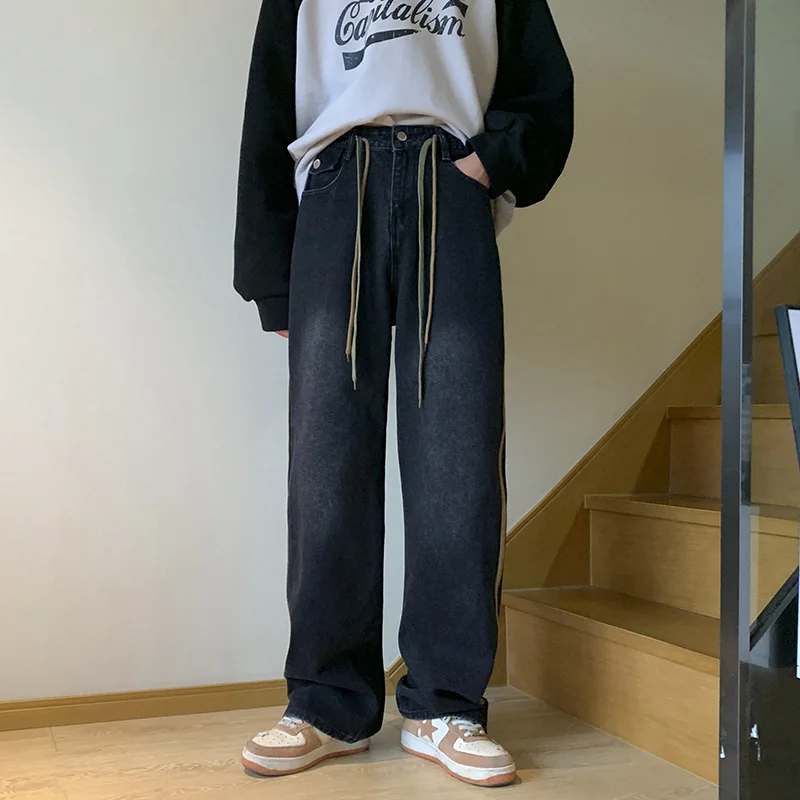 

Джинсы мужские с широкими штанинами, винтажные мешковатые брюки, модные повседневные джинсы, весна-осень