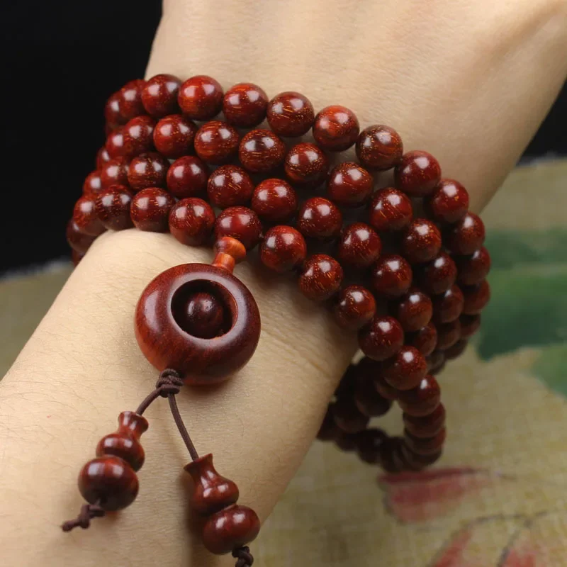 

Zambian rosewood handstring gold star blood rosewood bead bracelet wooden handstring men's and women's jewelry crafts