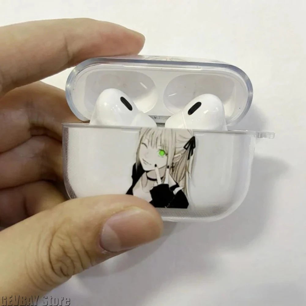Фото Прозрачный чехол для Airpods Pro 3 2 1 4 с изображением аниме-персонажа Миса, милый мультяшный аниме-чехол из ТПУ для наушников №3