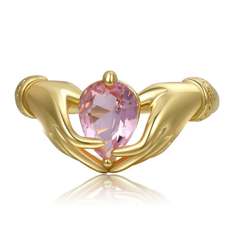 

Romantic Hands Love Gesture Heart Rings for Lovers Geometric Palm Waterdrop Zircon Couple Fashion Finger Rings Wedding Jewelry