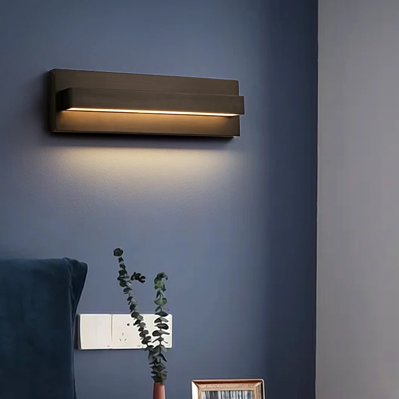 Квадратный медный настенный светильник прикроватный украшение дома спальня