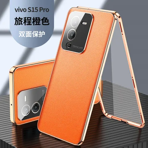 Vivo V25 Pro V2158, 360 дюймов, полная защита, металлический бампер, передняя стеклянная крышка с задней планкой, искусственная кожа для Vivo V25 Pro V25Pro