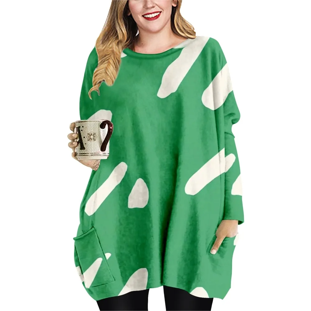 

SOJINM Green Printing T-shirt Female Summer Casual Vintage T-shirt Clothing Fashion Top Long Sleeve Blouse Oversized XL