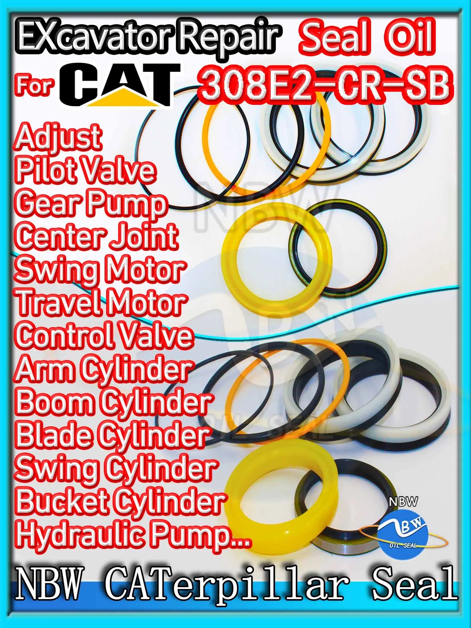 

For Caterpillar 308E2-CR-SB Excavator Oil Seal Kit High Quality Repair Cat 308E2 CR SB Set Pack Heavy Master Excavating Floating