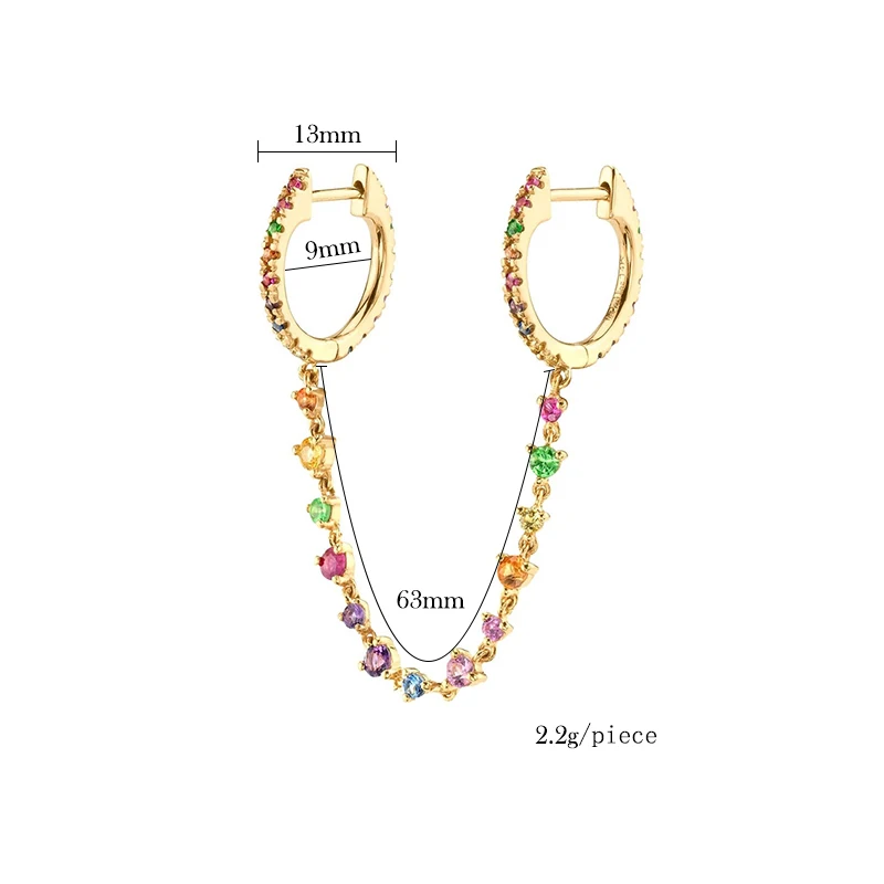 TIANDE Gold Plated Hoop Earrings for Women Fashion Piercing Zircon Double Round Long Chain Earring Set 2023 Jewelry Wholesale images - 6