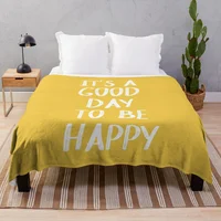 It's a Good Day to Be Happy in Yellow Throw Blanket Thermal Blankets For Travel