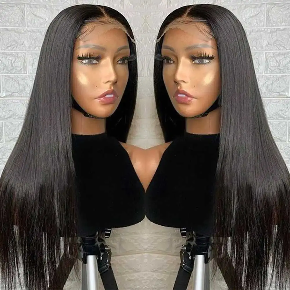 Парик на застежке парики из человеческих волос прямые парик средней длины 4x4 Для