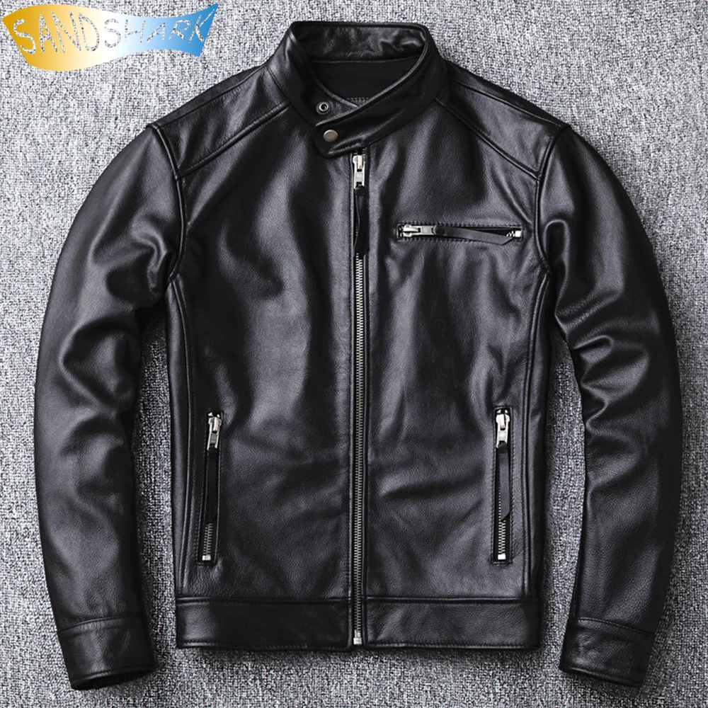 

Genuine Cow Leather Jackets For Men Motorcycle Biker Winter Fleece Coats Male Vintage Steampunk Clothing Autumn Riding Overcoats