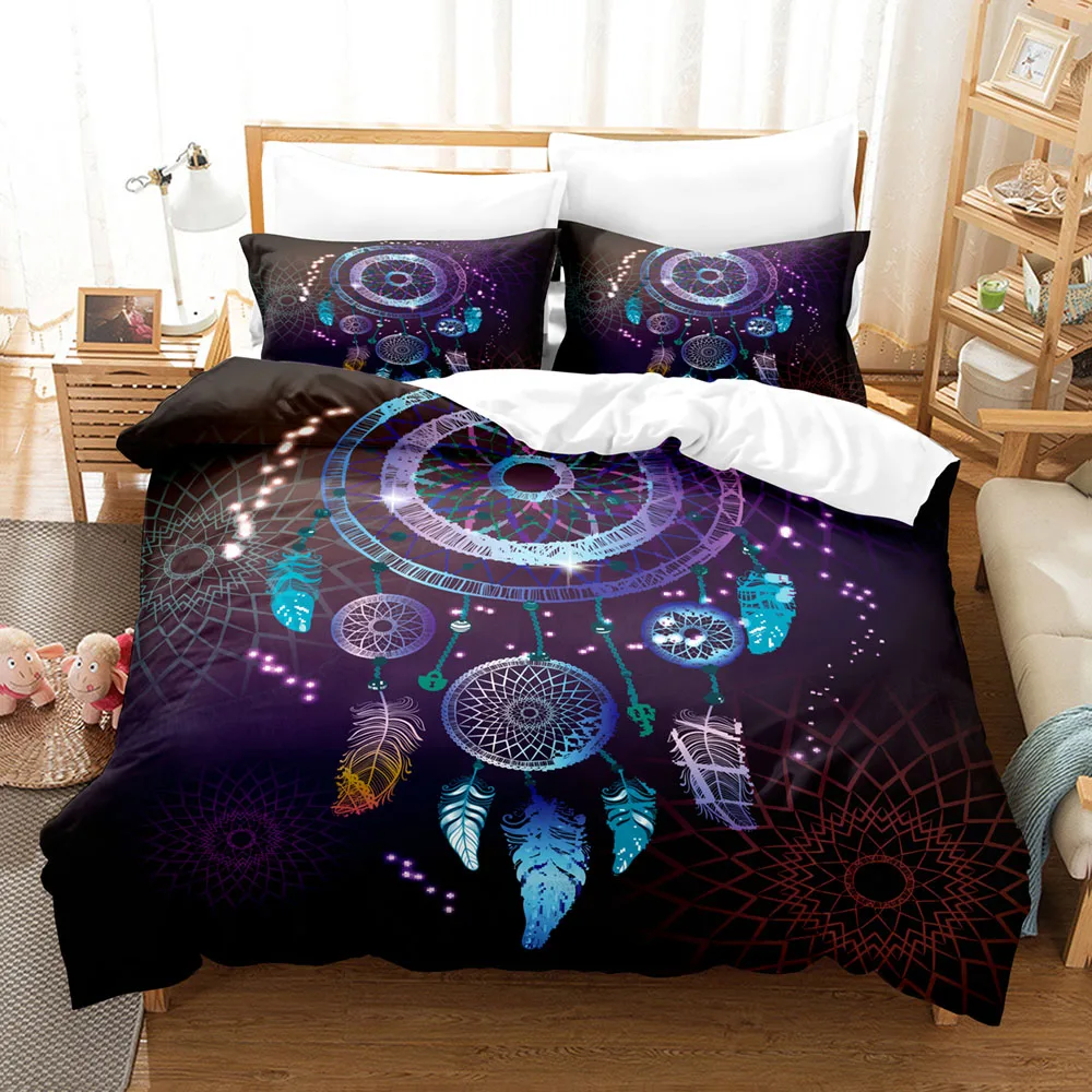 

Dream Catcher Feather Wind Chimes Pattern Multiple Color Duvet Cover Set Bed Sheet Pillowcases Multi Size 100% Polyester