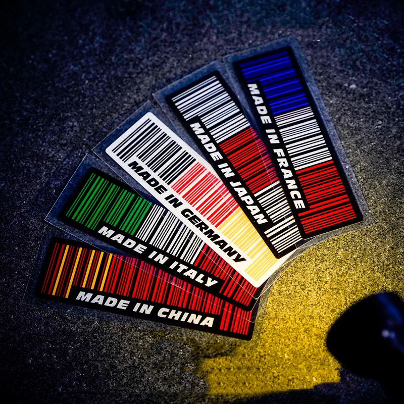Штрих-код сделано во Франции Германии Италии Китае наклейки Стайлинг автомобиля