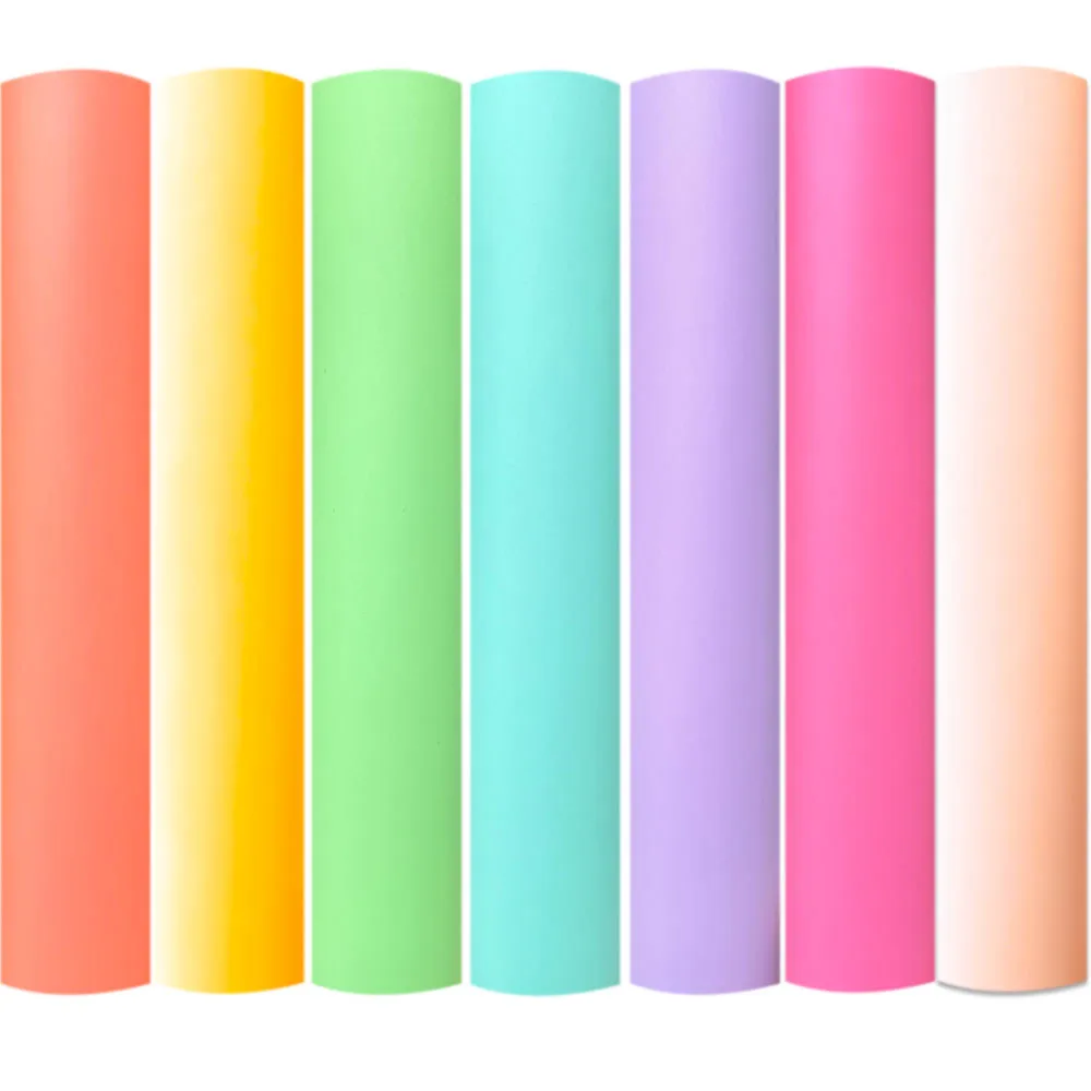 

7pcs Bundle Adhesive Vinyl for Cricut Luminous Discoloration 7 Color 12"x 10" Glow Fluorescent Film for Wall Car Decal Sticker