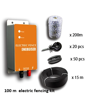 

100 m electric fence kit energizer for farm fence system