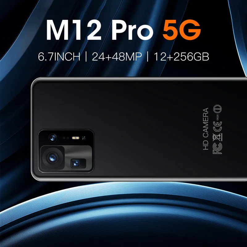 global version new smart phone m 12 pro 6 7 android smartphone 12gb256gb 5g cellphone 2448mp hd camera celular mobile phones free global shipping