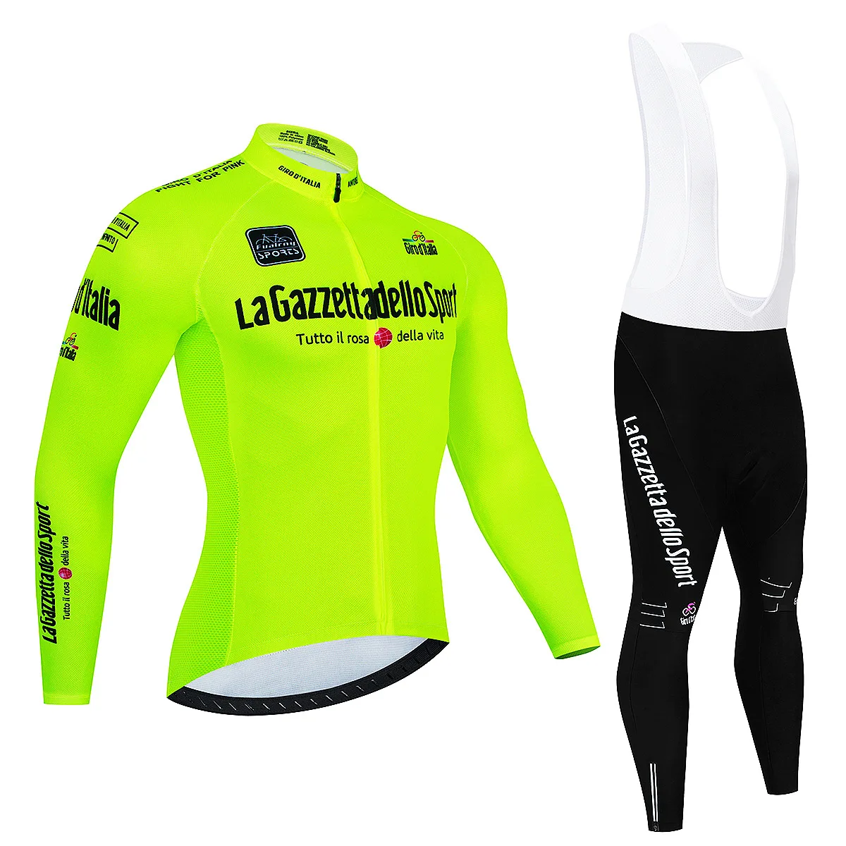 

Men's Spring And Summer long-sleeved cycling jersey fluorescent color youth vitality series green suit