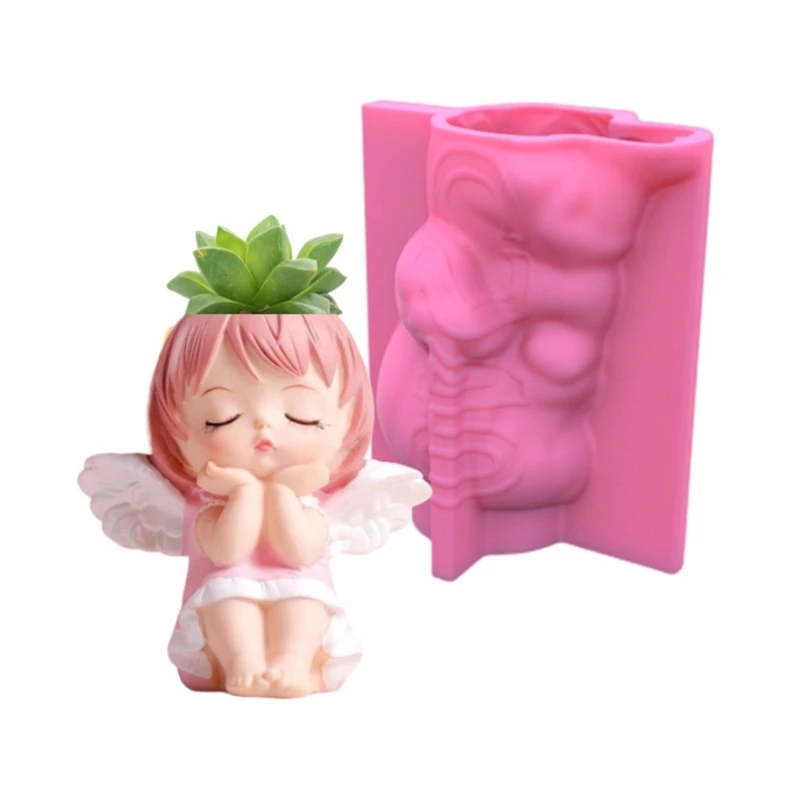 

Angel Head-Silicone Flower Pot Mold Concrete Candlestick Silicone Candle Holder Mold Succulent Planter Cement Clay Mold N0HE