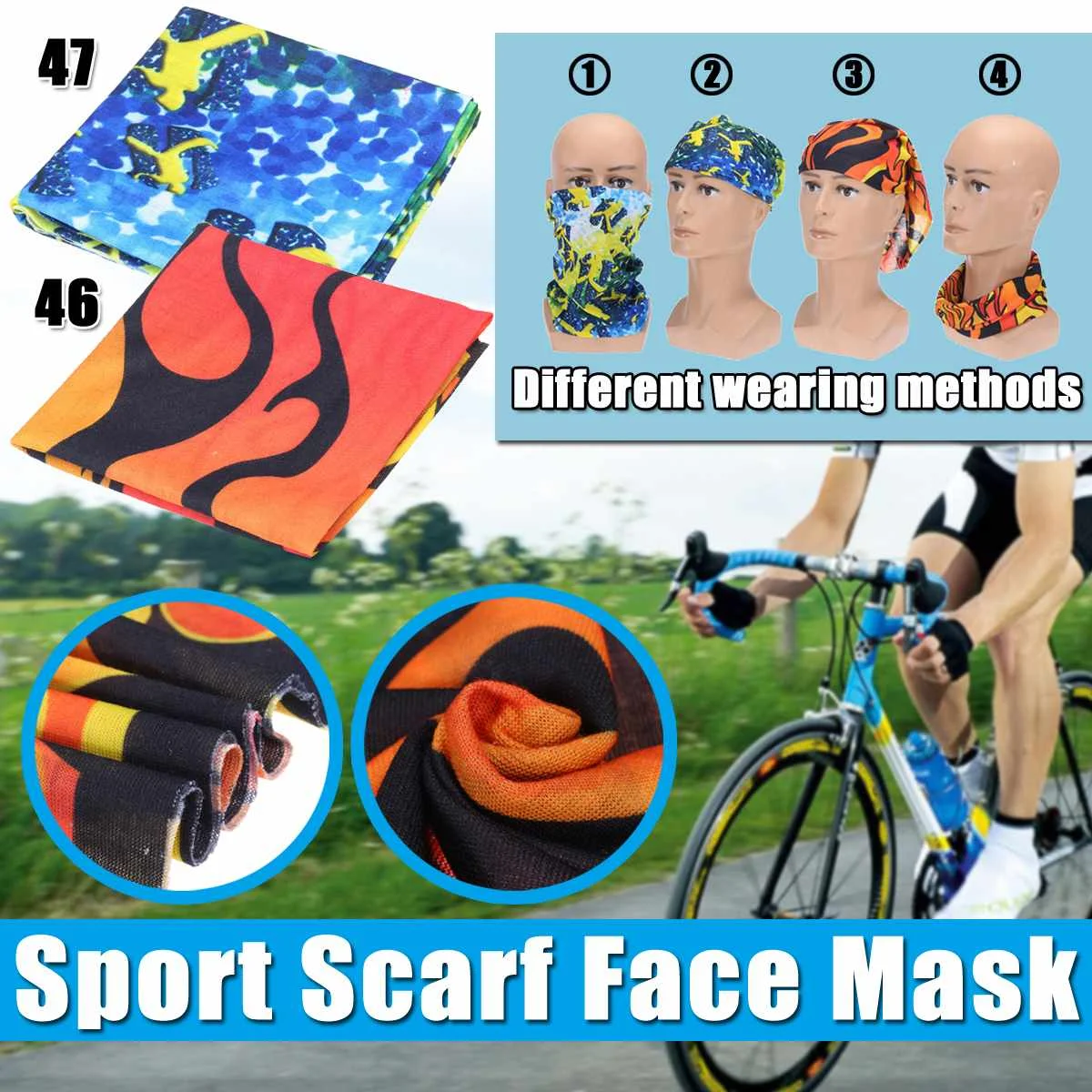 

Face Mask Windproof Motorcycle Riding Men Women Sun Protection Bandana Bicycle Scarf