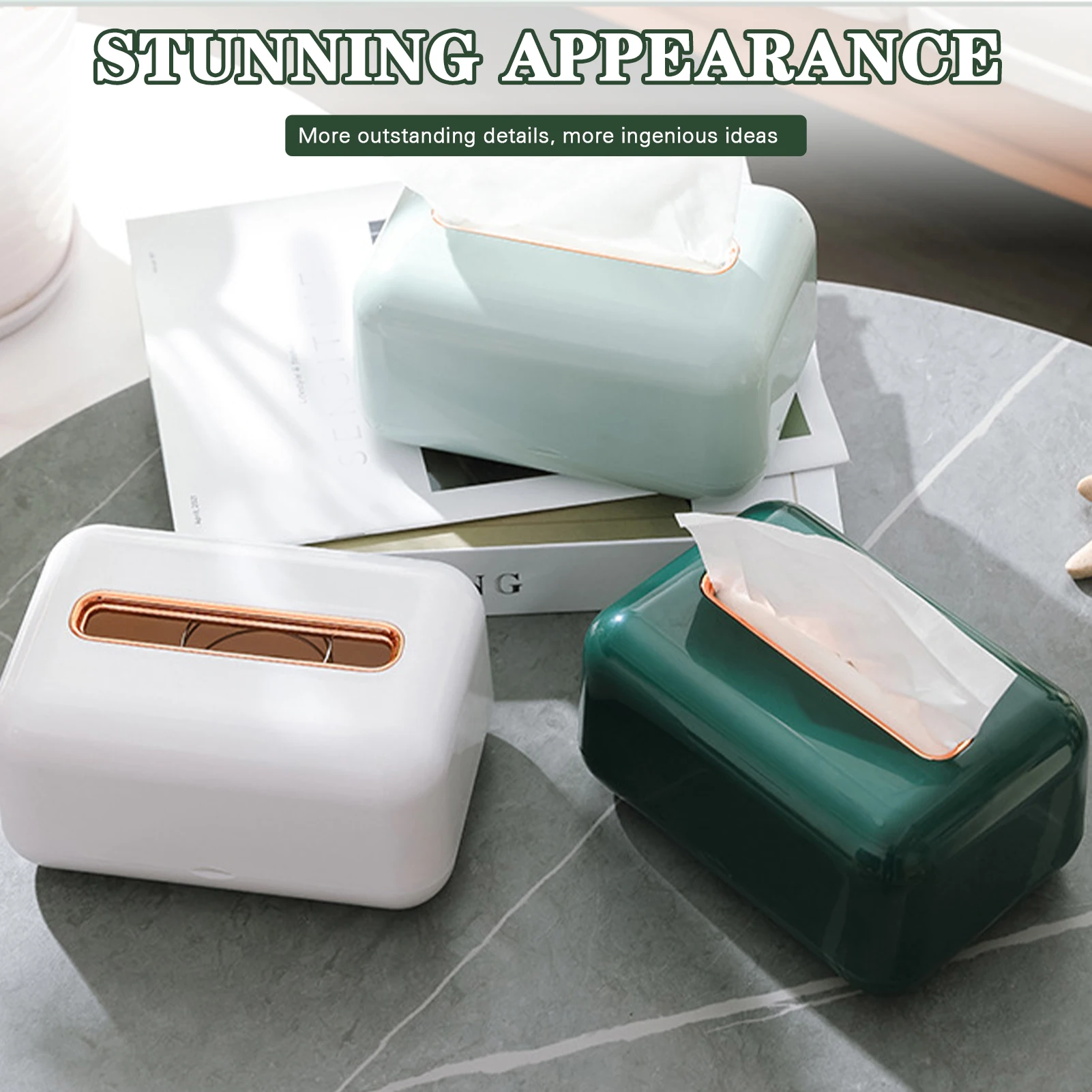 

Household Tissue Storage Box Creative Luxury Style Toilet Paper Organizer Desktop Tissue Box Durable Facial Towel Dispenser