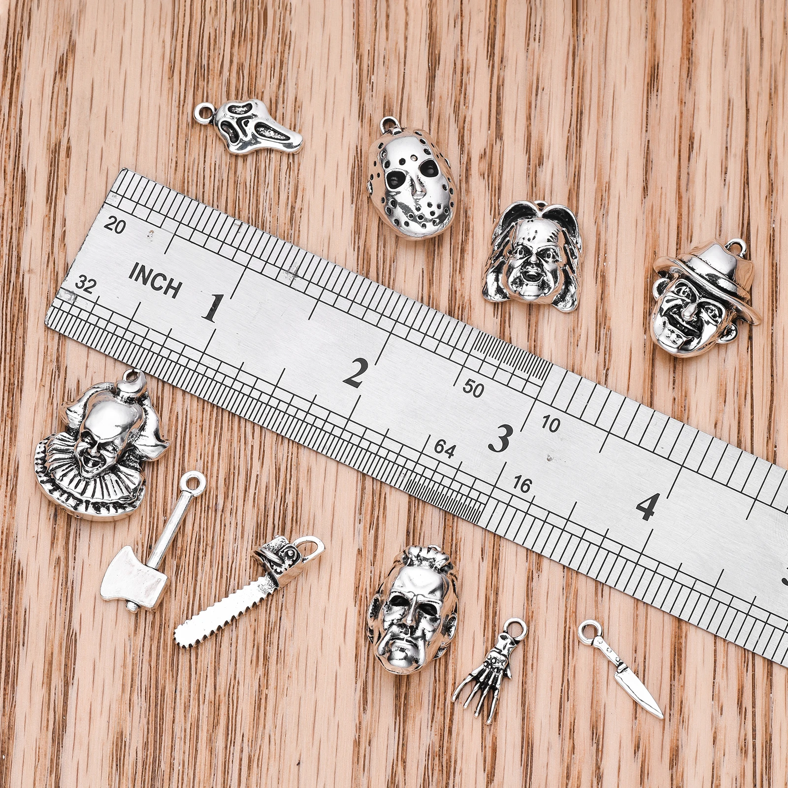 Horror Movie Charm for Jewelry Making Silver Plated Jason Pendant for DIY Halloween Jewelry Gift 10pcs