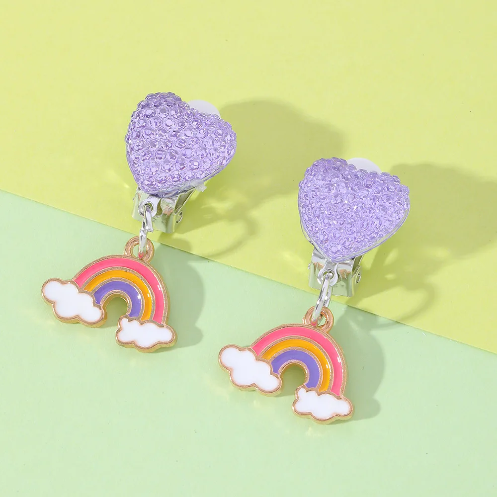 

Rainbow Colorful Cute Mermaid Charm Clip on Earrings for Children Girls No Pierced Earring Jewelry New Year Gift