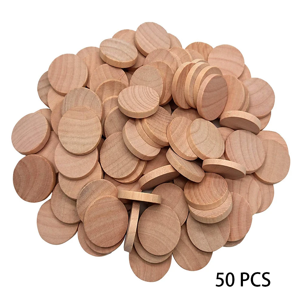 

50 Pcs Round Wood Slices Sewing Art Children Wedding Handmade Home Toys Painting DIY Craft Ornaments Decoration 5mm