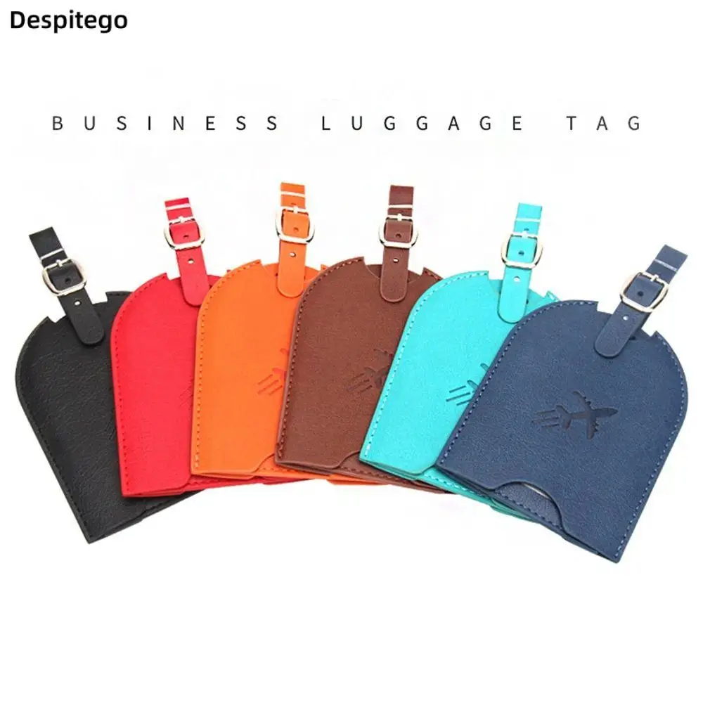 

Push-pull Business Identificador Maleta Hidden Plane Boarding Pass Suitcase Tag Set Pu Leather Double Layer Luggage Tags