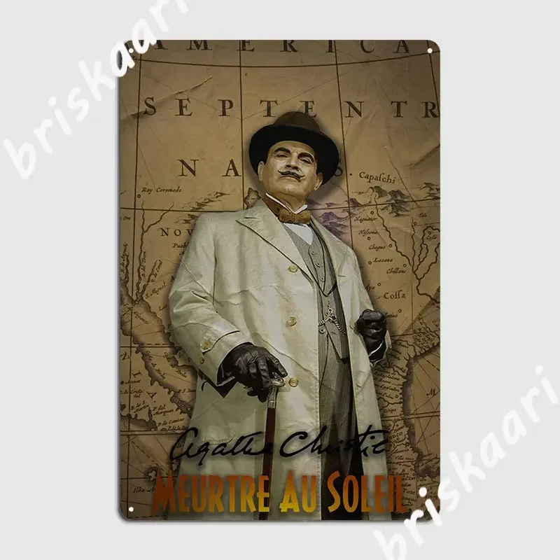 Hercule Poirot Metal Plaque Poster pub Garage Plaques Wall Design Tin sign