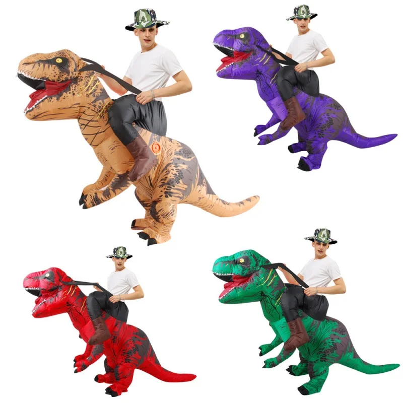 

Fancy Mascot Dinosaur Inflatable Costume for Adult Man Woman Ride on Dino Costumes Halloween Cosplay Dress Christmas T-rex Suit